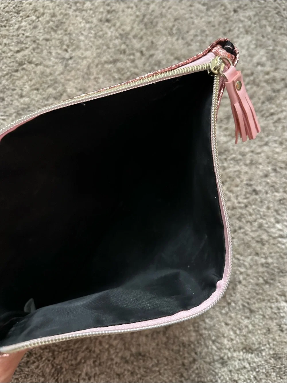 Source Unknown Rose Pink Glitter Zip Clutch